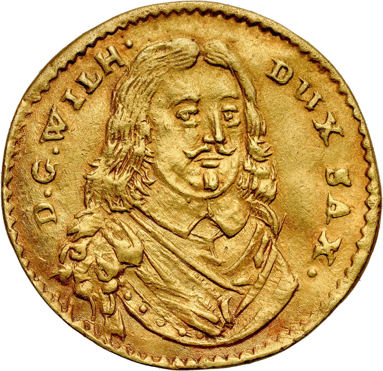 Niemcy, Sachsen-Weimar. Wilhelm IV (1640-1662). 1/2 dukata 1654, Weimar - RZADKIE